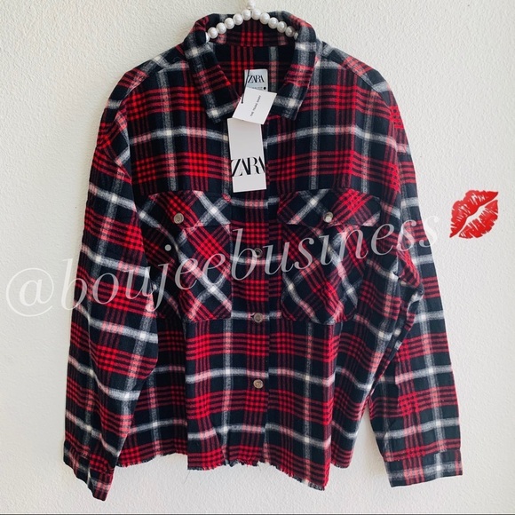 ZARA BNWT Cotton Plaid Button Up Shirt with Pockets - The Texas Shirt - Picture 5 of 6